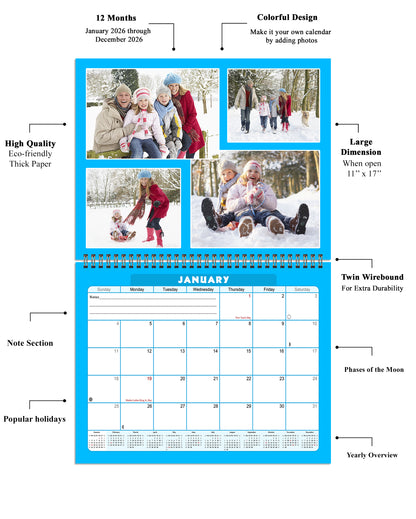 2026 Scrapbook Wall Calendar Spiral-bound (Add Your Own Photos) - 12 Months Desktop #05