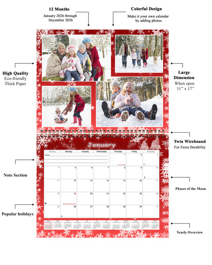 2026 Scrapbook Wall Calendar Spiral-bound (Add Your Own Photos) - 12 Months Desktop #08