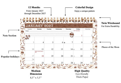 2027-12 Months Desk Calendar Desktop Planner with To-Do List & Notes 020