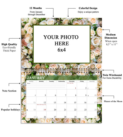 2026 Photo Frame Wall Spiral-bound Calendar (Add Your Own Photos) - 12 Months Desktop/Wall Calendar/Planner - (Edition #13)