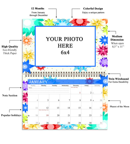 2027 Photo Frame Wall Spiral-Bound Calendar (Add Your Own Photos) - 12 Months Desktop/Wall Calendar/Planner - (Edition #01)