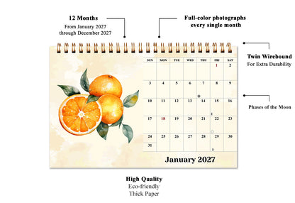 2027-12 Months Desk Calendar Desktop Planner with To-Do List (Fruits & Berries)