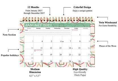 2027-12 Months Desk Calendar Desktop Planner with To-Do List & Notes 011