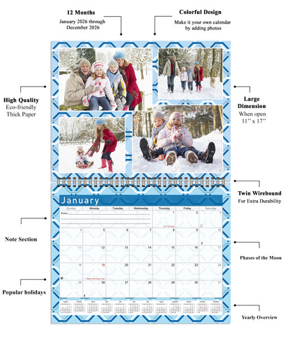 2026 Scrapbook Wall Calendar Spiral-bound (Add Your Own Photos) - 12 Months Desktop #04
