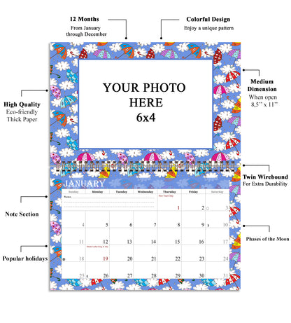 Personalized Custom 12 Months Calendar 2027 Collecting Memories Wall/Desktop/Planner Spiral-bound Mini 8.5x11 Inch (Add Your Own Photos) - Customized For Home, Office, Party, Birthday, Christmas Gift - Made in USA (Edition #14)