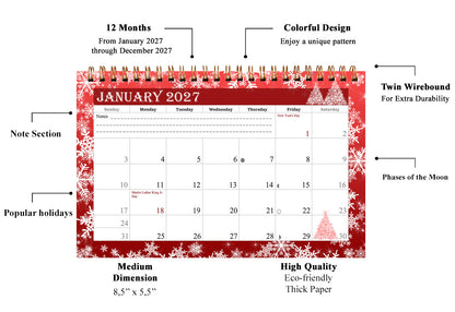 2027-12 Months Desk Calendar Desktop Planner with To-Do List & Notes 08
