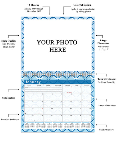 2027 Scrapbook Wall Calendar Spiral-bound (Add Your Own Photos) - 12 Months Desktop #04