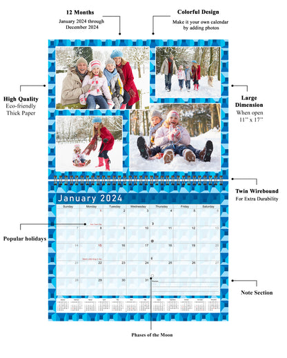 2024 Scrapbook Wall Calendar Spiral-bound (Add Your Own Photos) - 12 Months Desktop #03
