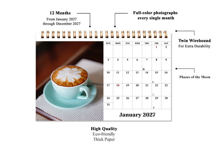 2027-12 Months Desk Calendar Desktop Planner with To-Do List (Coffee Time)