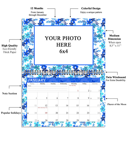 Personalized Custom 12 Months Calendar 2027 Collecting Memories Wall/Desktop/Planner Spiral-bound Mini 8.5x11 Inch (Add Your Own Photos) - Customized For Home, Office, Party, Birthday, Christmas Gift - Made in USA (Edition #12)