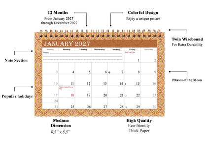 2027-12 Months Desk Calendar Desktop Planner with To-Do List & Notes 09
