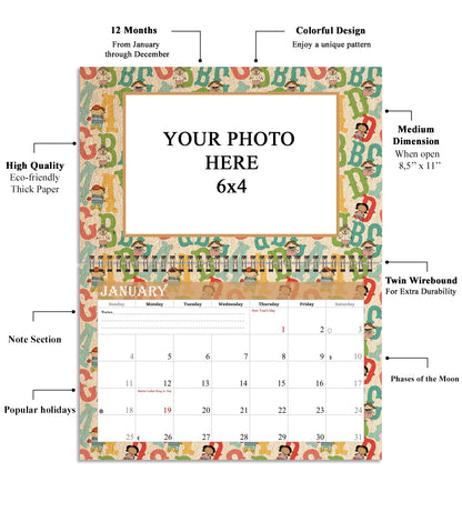 2026 Photo Frame Wall Spiral-bound Calendar (Add Your Own Photos) - 12 Months Desktop/Wall Calendar/Planner - (Edition #10)