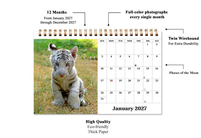 2027-12 Months Desk Calendar Desktop Planner with To-Do List (Baby Animals)