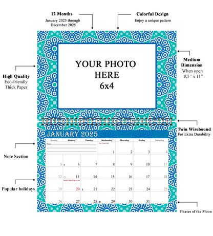 2025 Photo Frame Wall Spiral-bound Calendar (Add Your Own Photos) - 12 Months Desktop/Wall Calendar/Planner - (Edition #15)