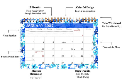 2027-12 Months Desk Calendar Desktop Planner with To-Do List & Notes 012