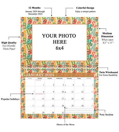 2024 Photo Frame Wall Spiral-bound Calendar (Add Your Own Photos) - 12 Months Desktop/Wall Calendar/Planner - (Edition #10)