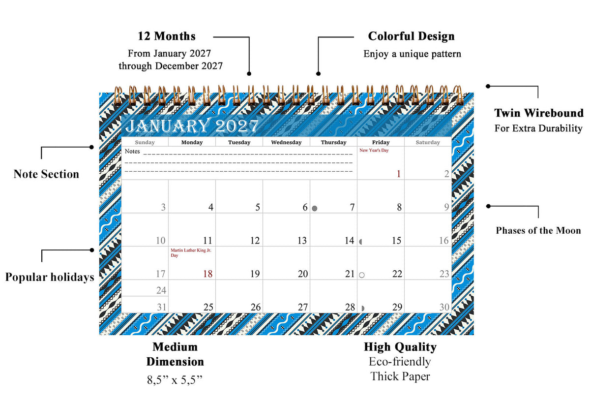 2026-2027 18 Months Standing Flip Desk Calendar Desktop Planner 017