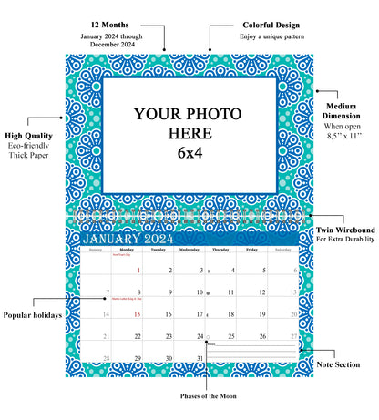 2024 Photo Frame Wall Spiral-bound Calendar (Add Your Own Photos) - 12 Months Desktop/Wall Calendar/Planner - (Edition #15)