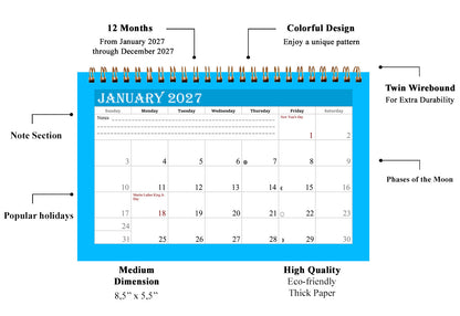 2027-12 Months Desk Calendar Desktop Planner with To-Do List & Notes 05