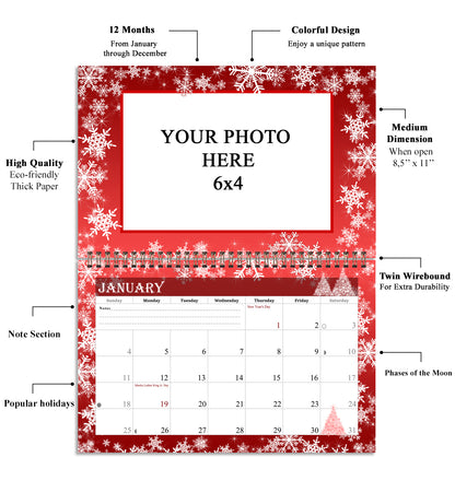 2026 Photo Frame Wall Spiral-bound Calendar (Add Your Own Photos) - 12 Months Desktop/Wall Calendar/Planner - (Edition #08)