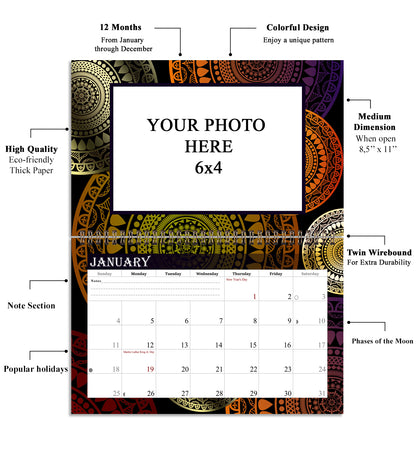 2026 Photo Frame Wall Spiral-bound Calendar (Add Your Own Photos) - 12 Months Desktop/Wall Calendar/Planner - (Edition #16)