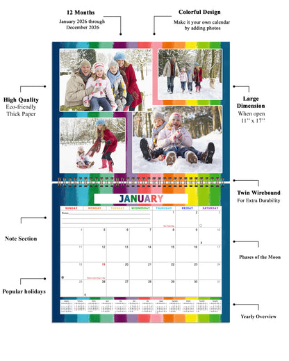 2026 Scrapbook Wall Calendar Spiral-bound (Add Your Own Photos) - 12 Months Desktop #015