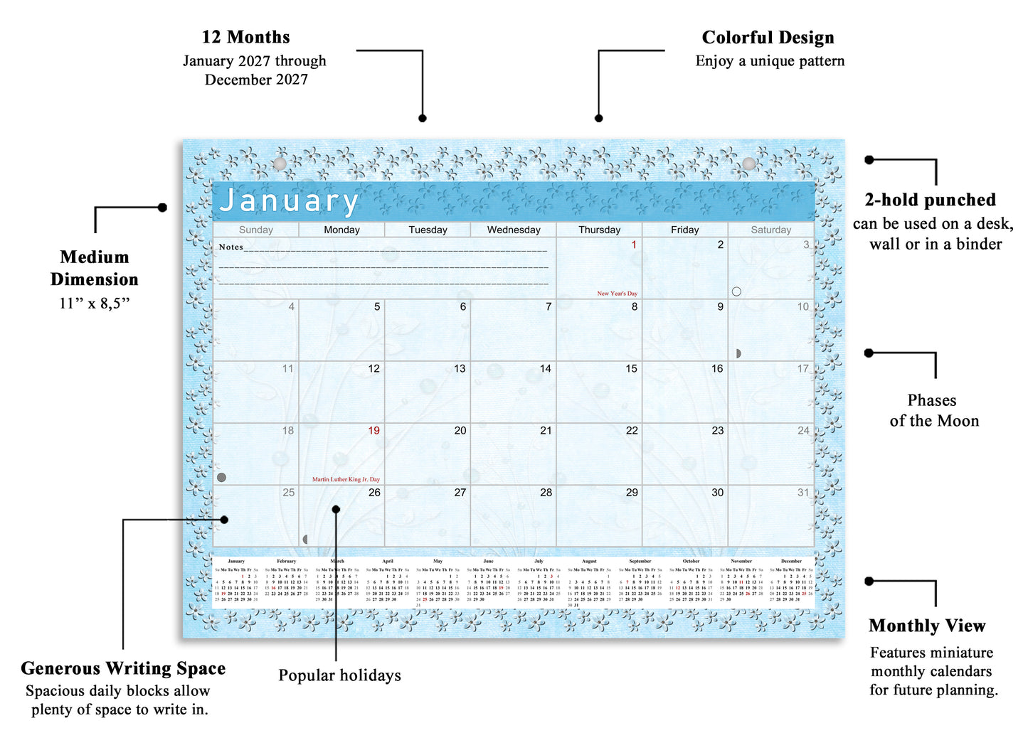 2027 Monthly Magnetic/Desk Calendar - 12 Months Desktop/Wall Calendar/Planner - (Edition #18)
