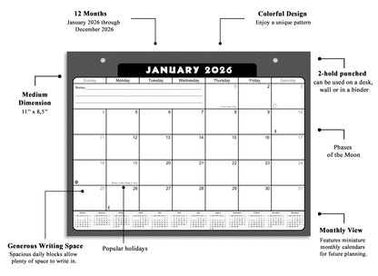 2026 Monthly Magnetic/Desk Calendar - 12 Months Desktop/Wall Calendar/Planner - (Edition #31)