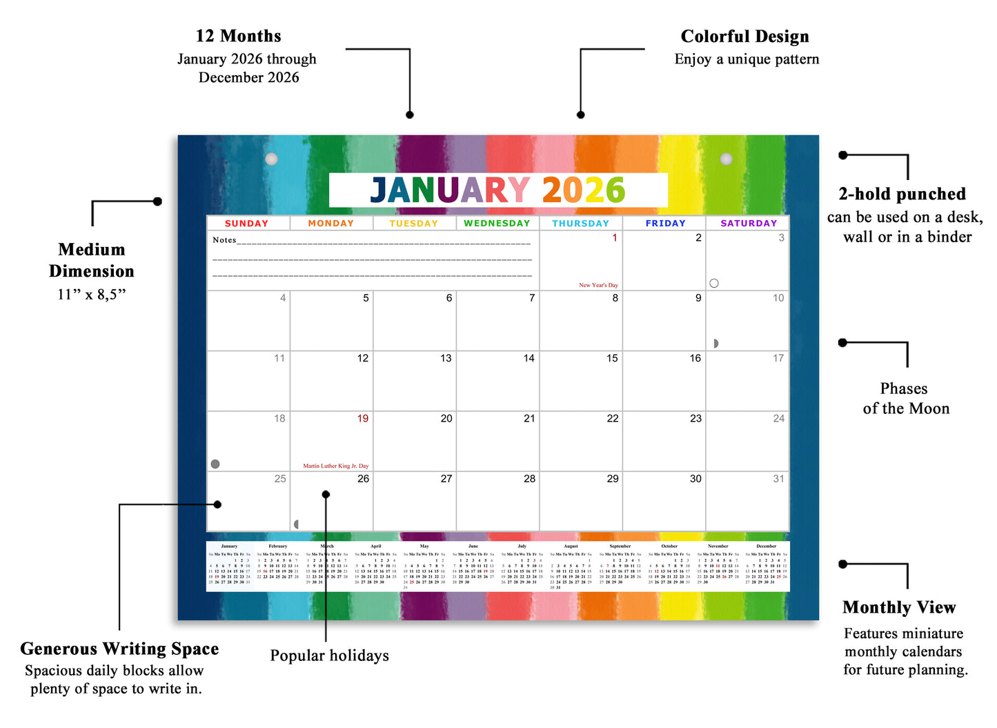2026 Monthly Magnetic/Desk Calendar - 12 Months Desktop/Wall Calendar/Planner - (Edition #27)
