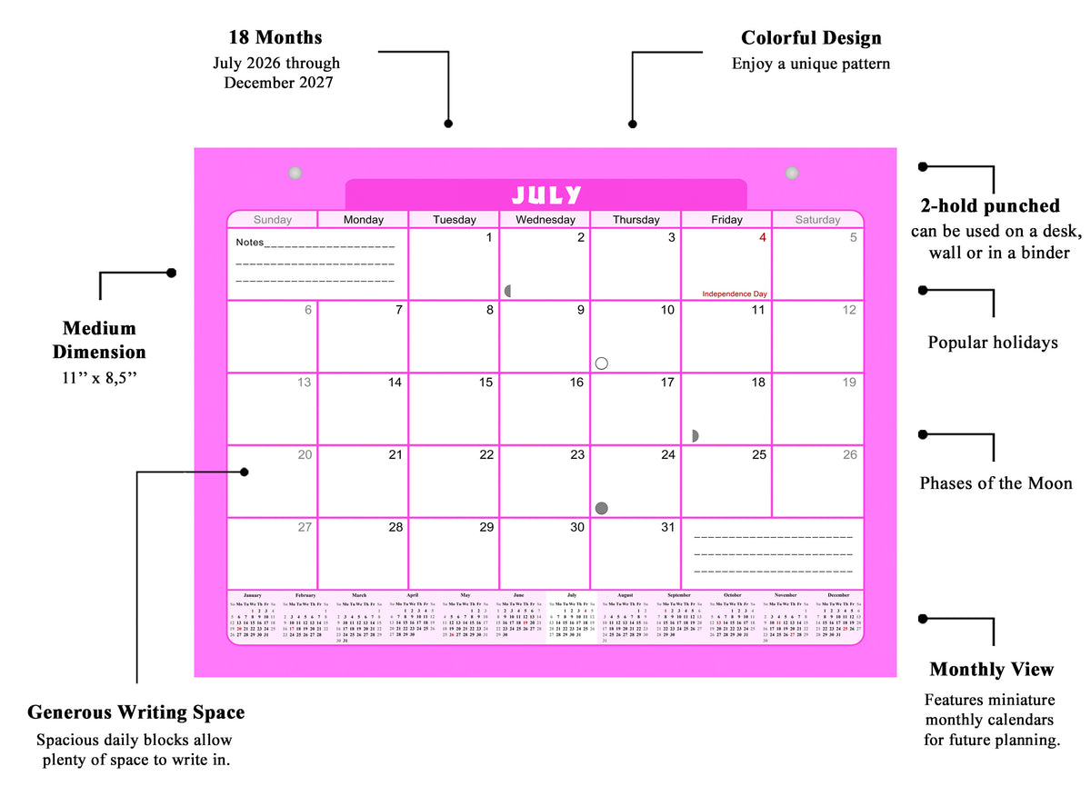 2026-2027 Magnetic/Desk Calendar - Desktop/Wall Calendar/Planner - (Edition #07)