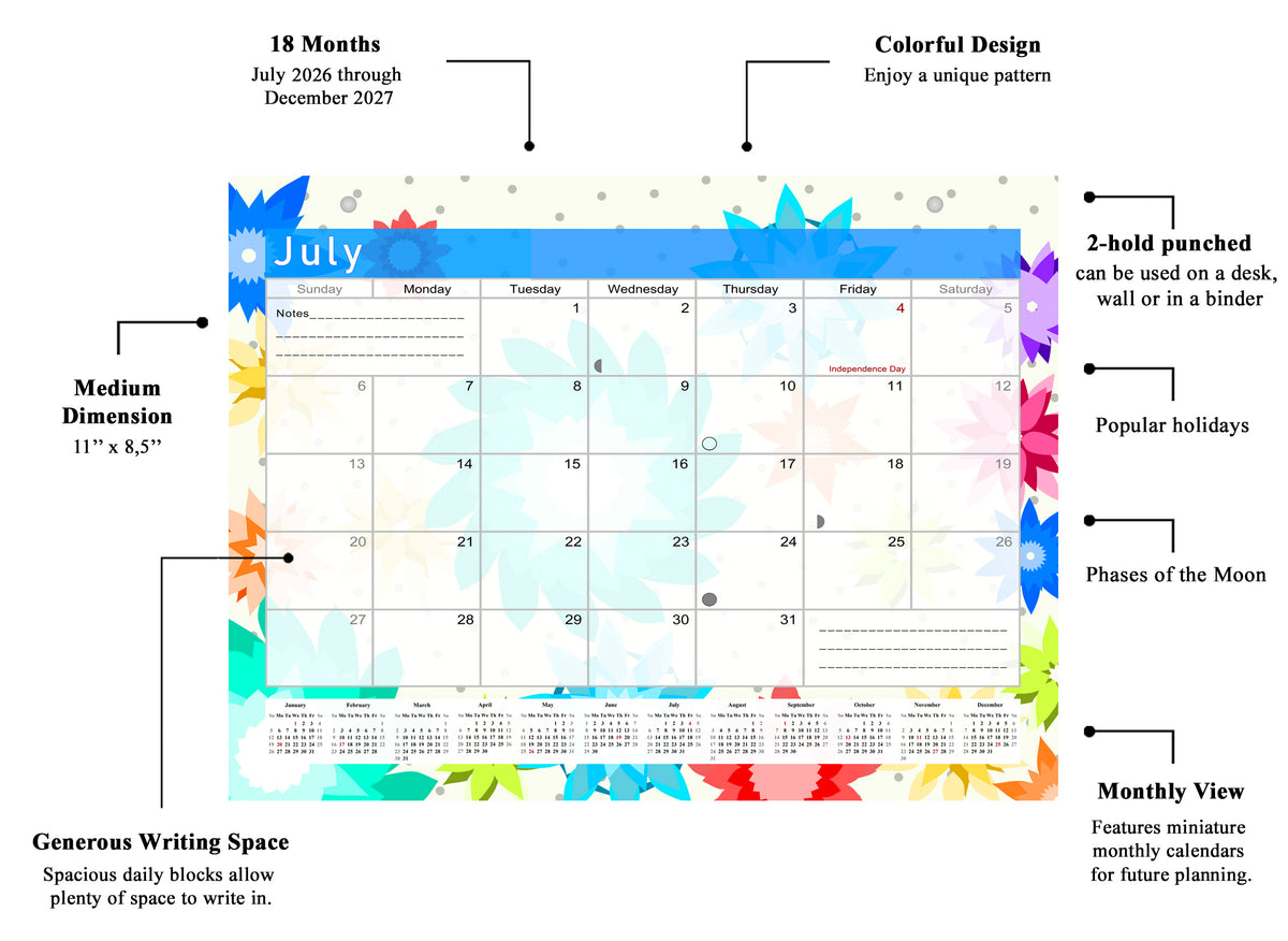 2026-2027 Monthly Magnetic/Desk Calendar - 18 Months Desktop (Edition #01)