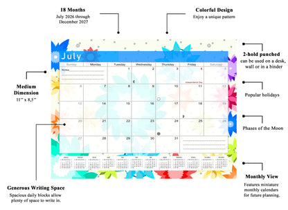 2026-2027 Monthly Magnetic/Desk Calendar - 18 Months Desktop (Edition #01)