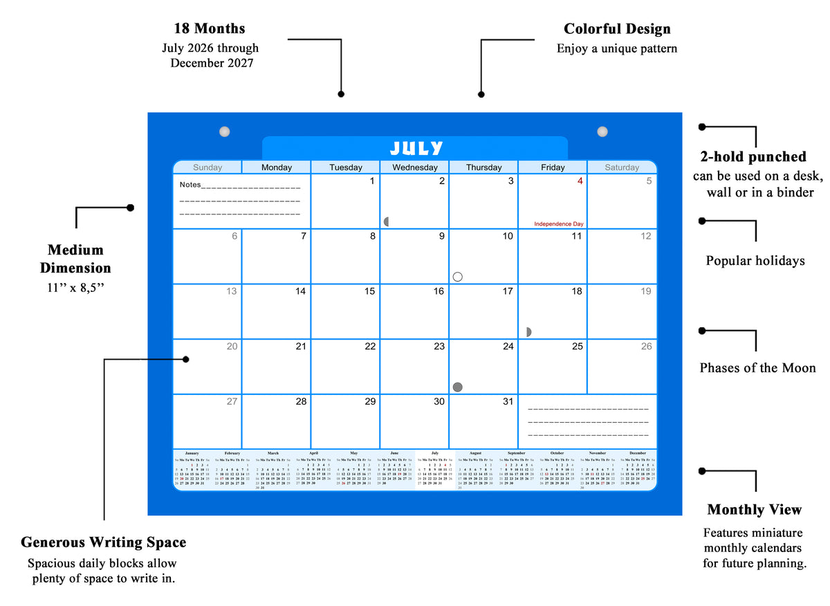 2026-2027 Magnetic/Desk Calendar - Desktop/Wall Calendar/Planner - (Edition #06)