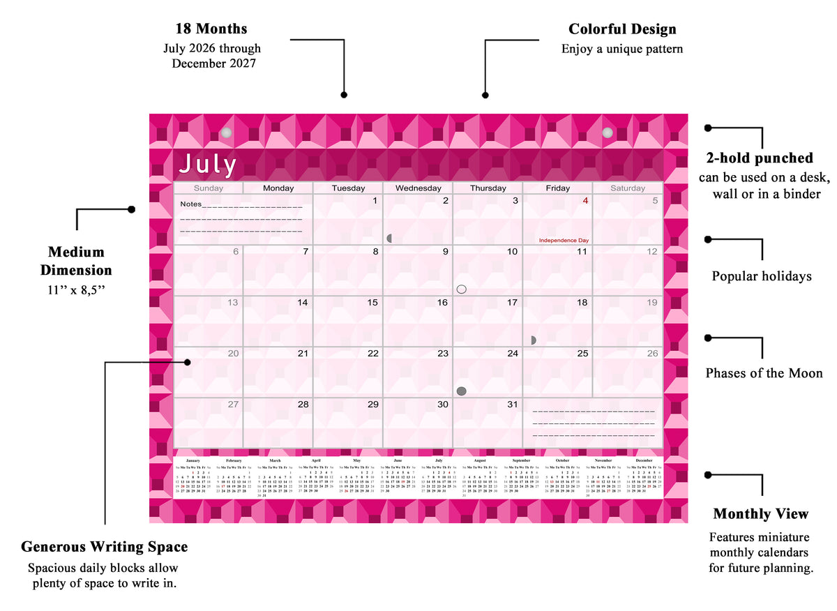 2026-2027 Magnetic/Desk Calendar - Desktop/Wall Calendar/Planner - (Edition #03)