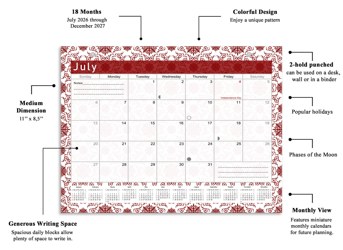 2026-2027 Magnetic/Desk Calendar - Desktop/Wall Calendar/Planner - (Edition #14)
