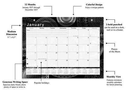 2026-2027 Magnetic/Desk Calendar - Desktop/Wall Calendar/Planner B&W- #012