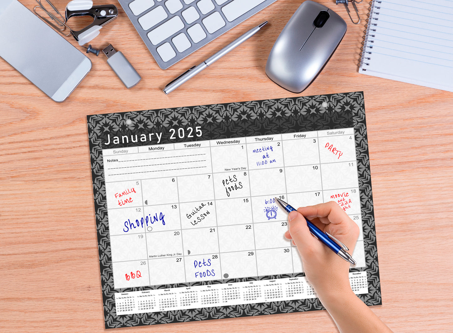 2025 Monthly Magnetic/Desk Calendar - 12 Months Desktop/Wall Calendar/Planner B&W- #017