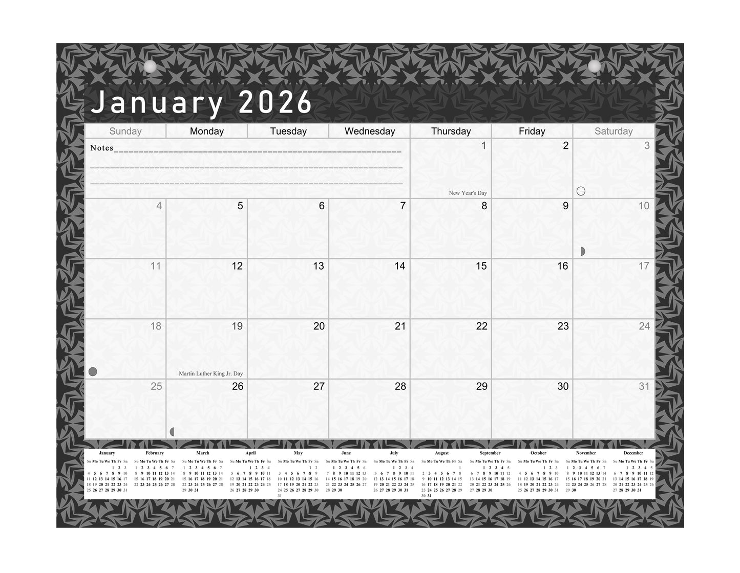 2026 Monthly Magnetic/Desk Calendar - 12 Months Desktop/Wall Calendar/Planner B&W- #017