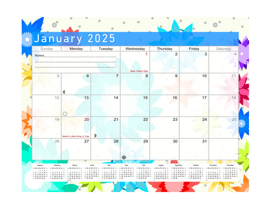 2024-2025 Monthly Magnetic/Desk Calendar - Desktop/Wall Calendar/Planner - (Flowers Edition #01)