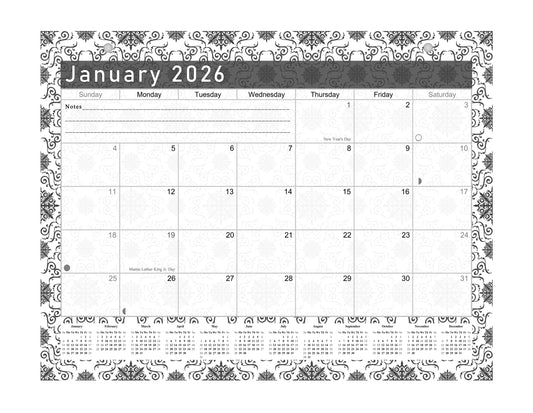 2025-2026 Magnetic/Desk Calendar - Desktop/Wall Calendar/Planner B&W- #014