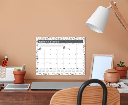 2025-2026 Magnetic/Desk Calendar - Desktop/Wall Calendar/Planner B&W- #030