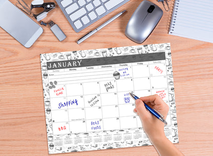 2027 Monthly Magnetic/Desk Calendar - 12 Months Desktop/Wall Calendar/Planner - Black&White - (Edition #030)