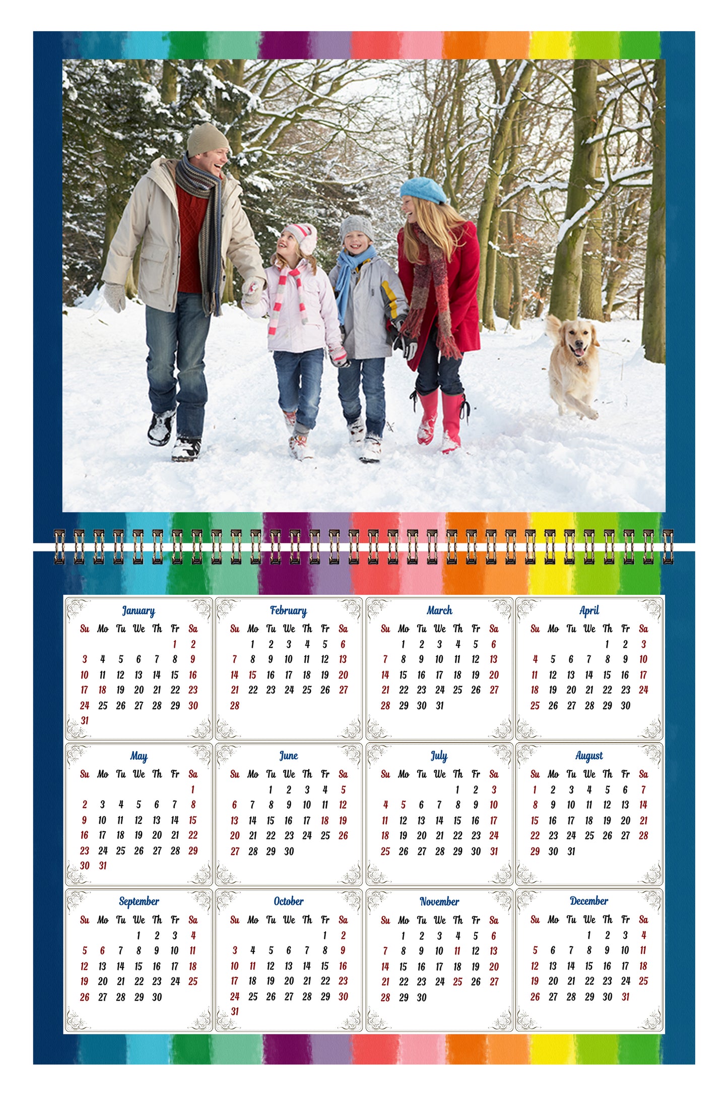 Personalized Custom 2027 Wall Calendar Spiral-bound (Add Your Photos) - 12 Months Desktop/Wall Calendar/Planner - Premium Quality 11 inches by 8.5 inches (11 x 17 Inches Open) Made in USA (Edition #15)