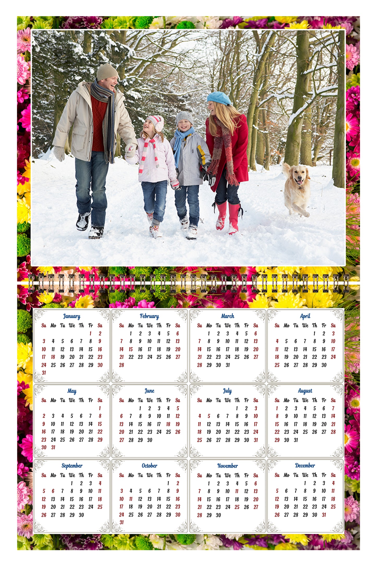 Personalized Custom 2027 Wall Calendar Spiral-bound (Add Your Photos) - 12 Months Desktop/Wall Calendar/Planner - Premium Quality 11 inches by 8.5 inches (11 x 17 Inches Open) Made in USA (Edition #12)