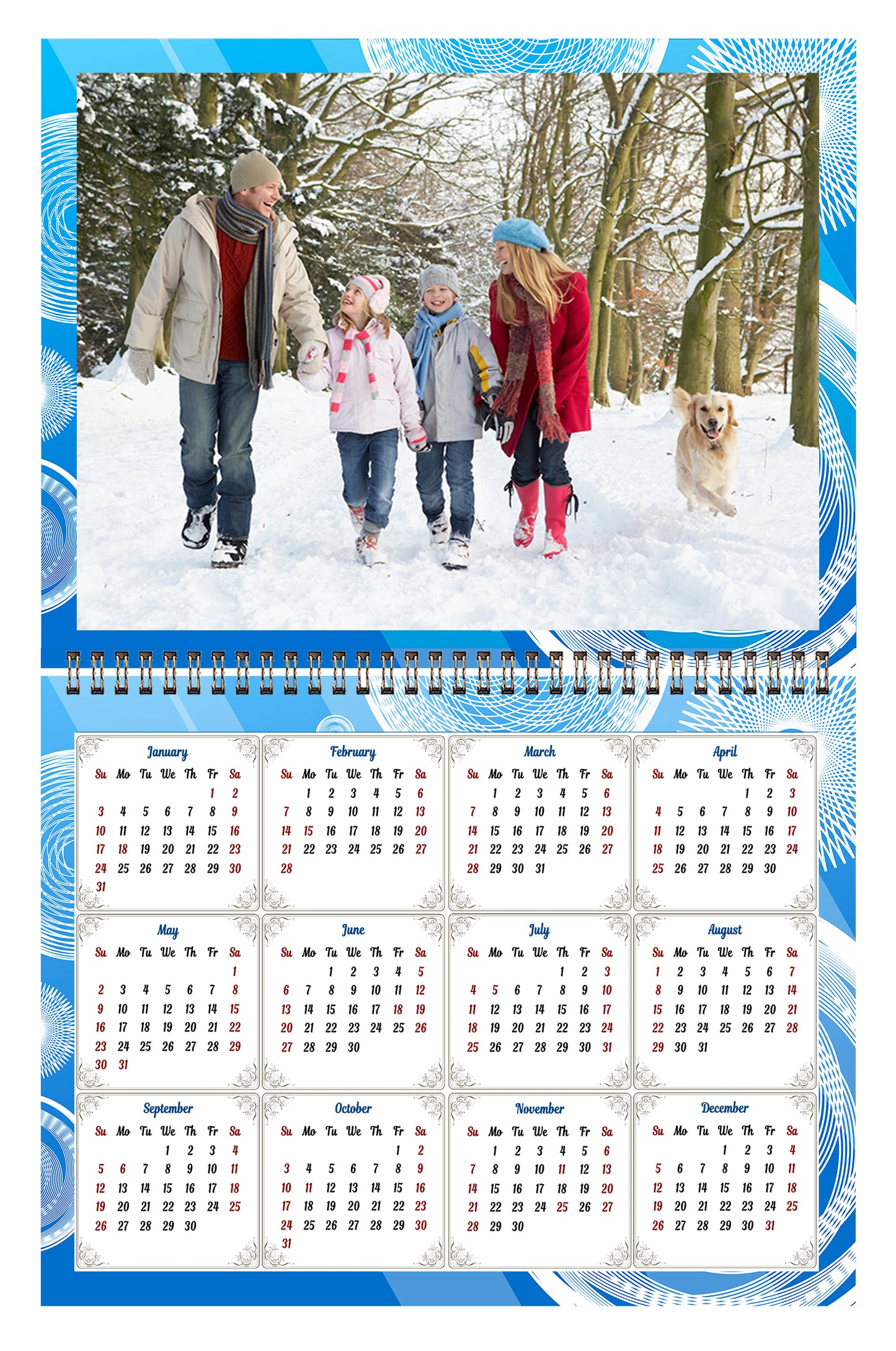 Personalized Custom 2027 Wall Calendar Spiral-bound (Add Your Photos) - 12 Months Desktop/Wall Calendar/Planner - Premium Quality 11 inches by 8.5 inches (11 x 17 Inches Open) Made in USA (Edition #02)