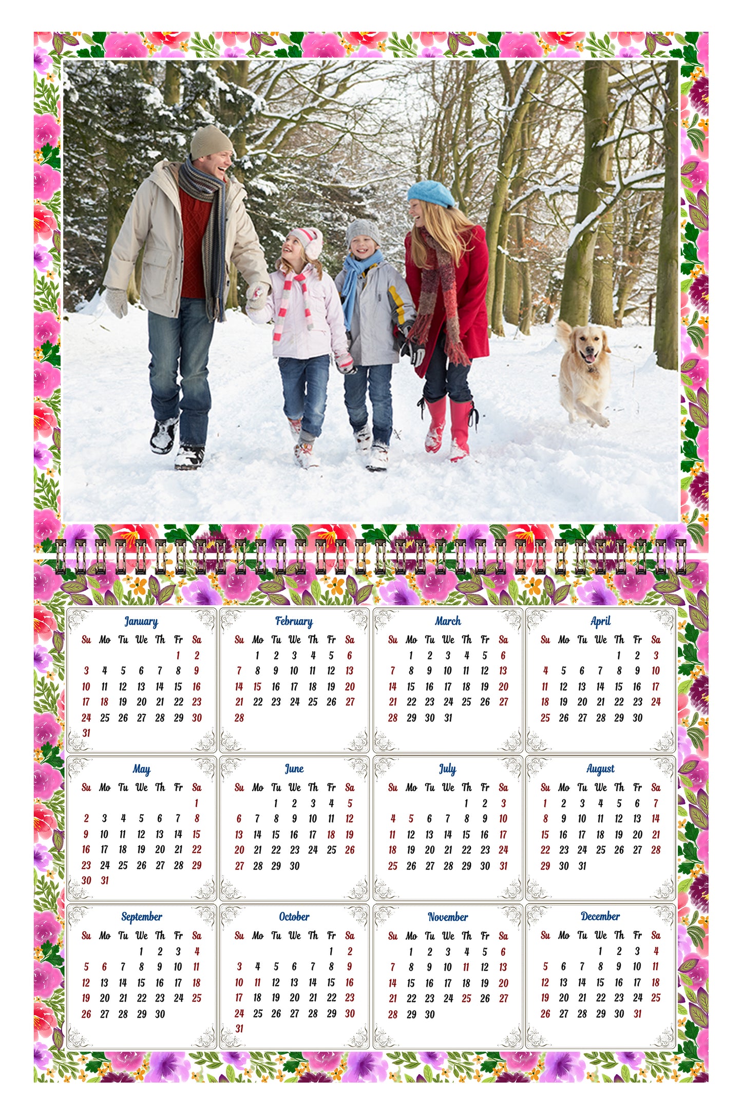 Personalized Custom 2027 Wall Calendar Spiral-bound (Add Your Photos) - 12 Months Desktop/Wall Calendar/Planner - Premium Quality 11 inches by 8.5 inches (11 x 17 Inches Open) Made in USA (Edition #11)