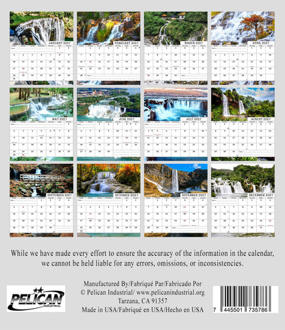 2027-12 Months Desk Calendar Desktop Planner with To-Do List (Waterfalls)