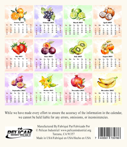 2027-12 Months Desk Calendar Desktop Planner with To-Do List (Fruits & Berries)