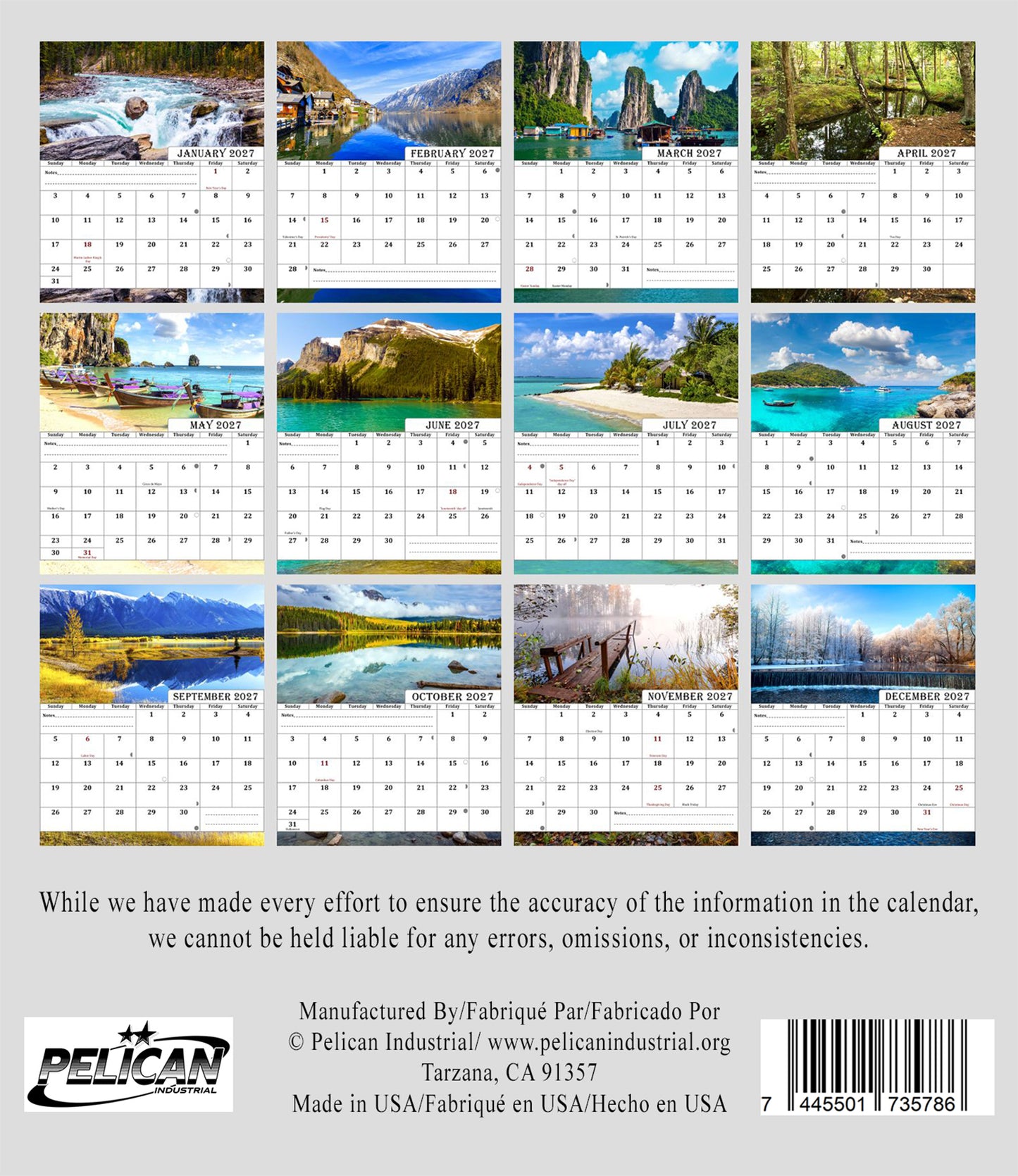 2027-12 Months Desk Calendar Desktop Planner with To-Do List (Outdoor)