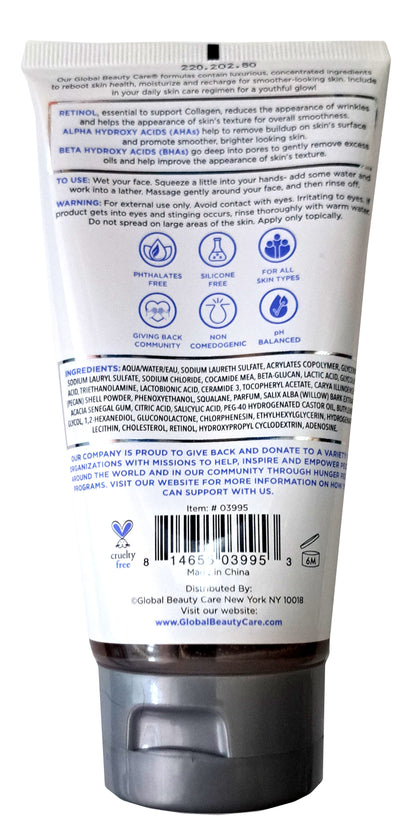 Global Beauty Care - Detoxifying Facial Scrub - Retinol, AHAs & BHAs Brighten Set